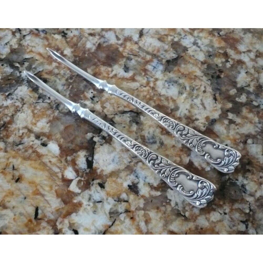 Rogers & Hamilton 1889 Monarch 2 Nut Picks Silver Plate